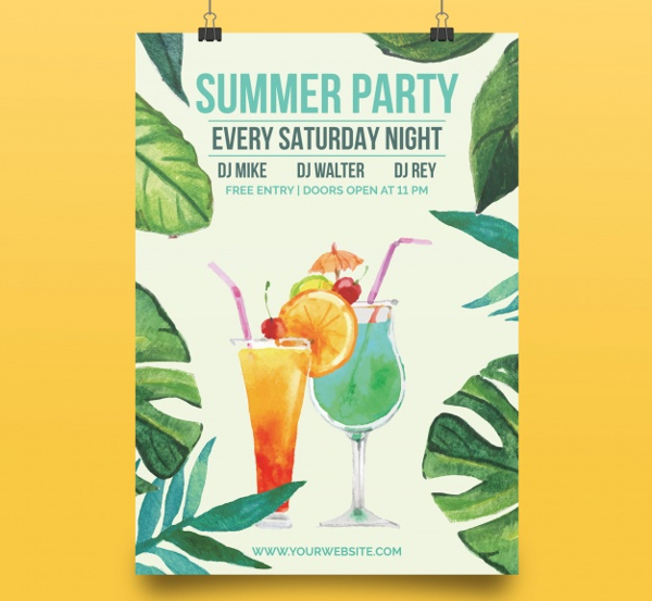 Elegant Summer Party Free Poster Template