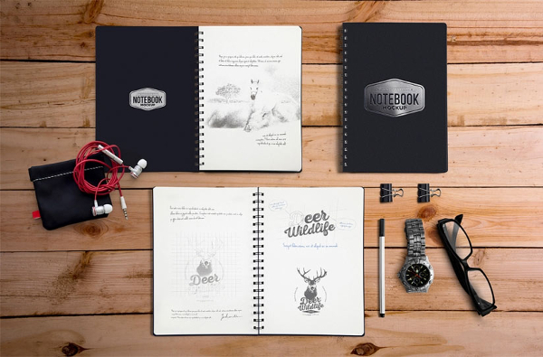 Free Notebook Stationary Mockup