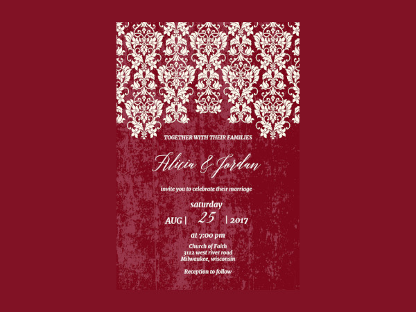 Glamor Lace Wedding Printable Invitations