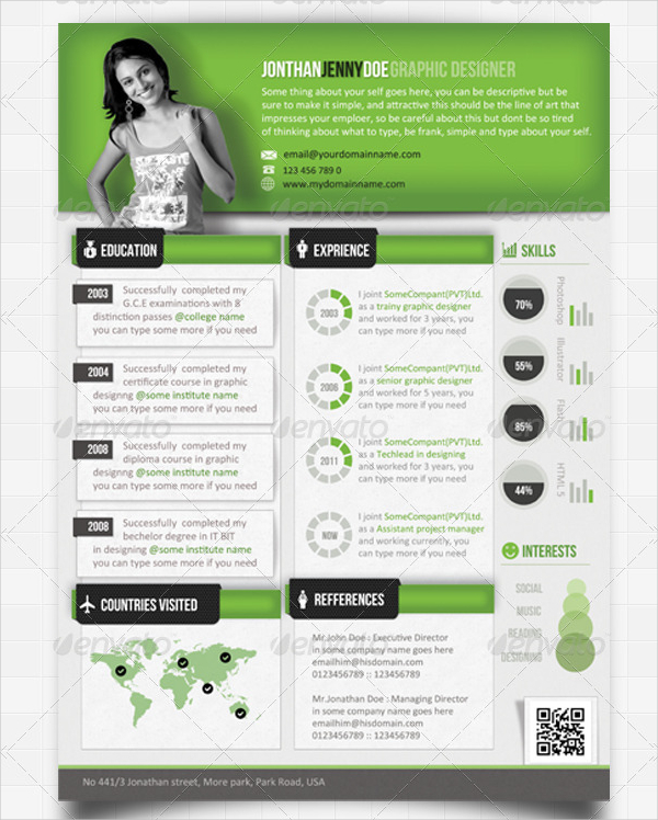 Info-Graphic Single Page Resume Template