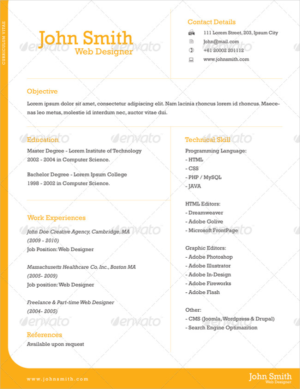Simple Single Page Resume Template