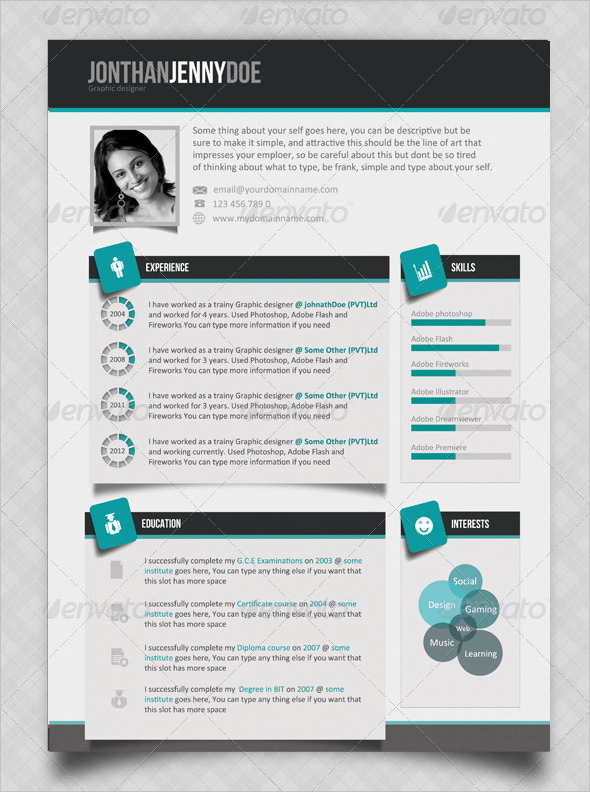 Stylish Single Page Resume Template