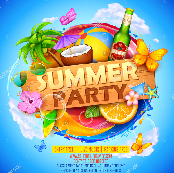 Illustration Summer Party Poster Design Template