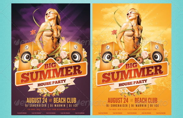 Big Summer Party Poster Template Design