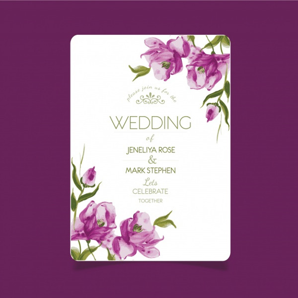 Wedding Free Invitations Card Flower Design