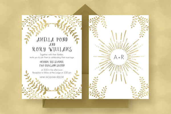 Wedding Gold Background Invitations Suite