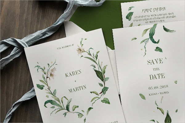 Green Foliage Wedding Package Invitations