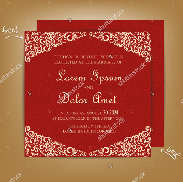 Red Vintage Wedding Design Invitations