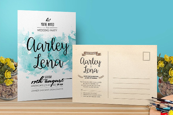 Wedding Watercolor Invitations Template