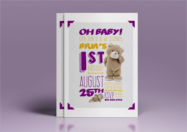 Baby 1st Birthday Invitation Templates