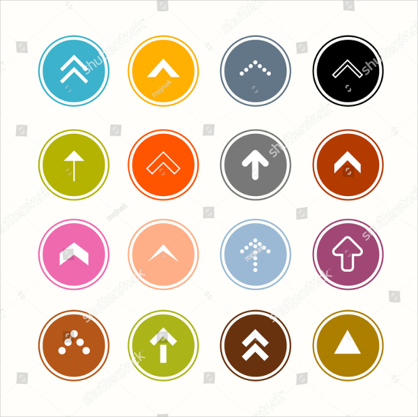 Flat Arrow Buttons Design Set