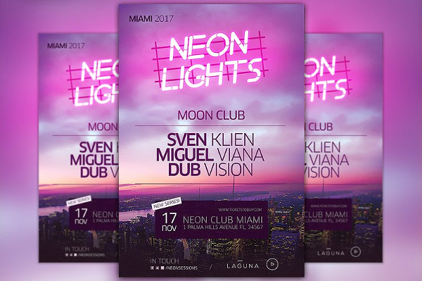 Club Neon City Poster Template