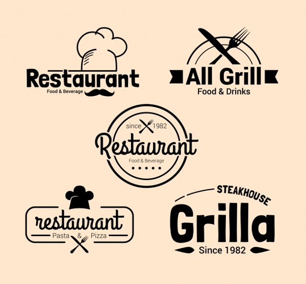 Pack of Restaurant Logos in Vintage Design