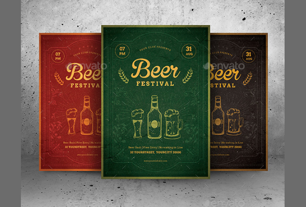 Art Deco Winter Beer Festival Flyer Template
