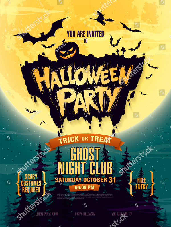 Halloween Ghost Night Club Party Flyer Template
