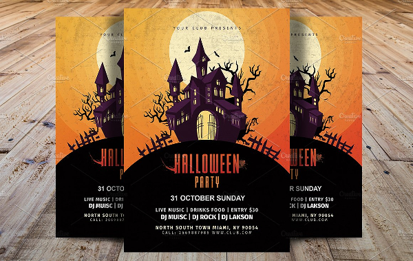 Vintage Halloween Party Template Flyer