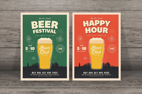 Beer Happy Hour Festival Flyer Template