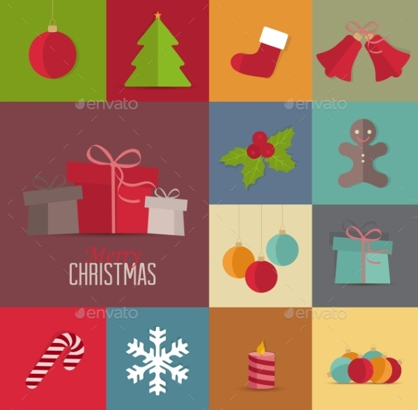 Christmas Retro Icons Template