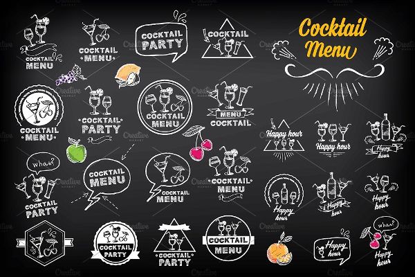 Cocktail Doodles Menu Template
