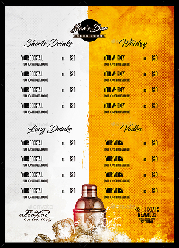 Modern Cocktail Menu Template