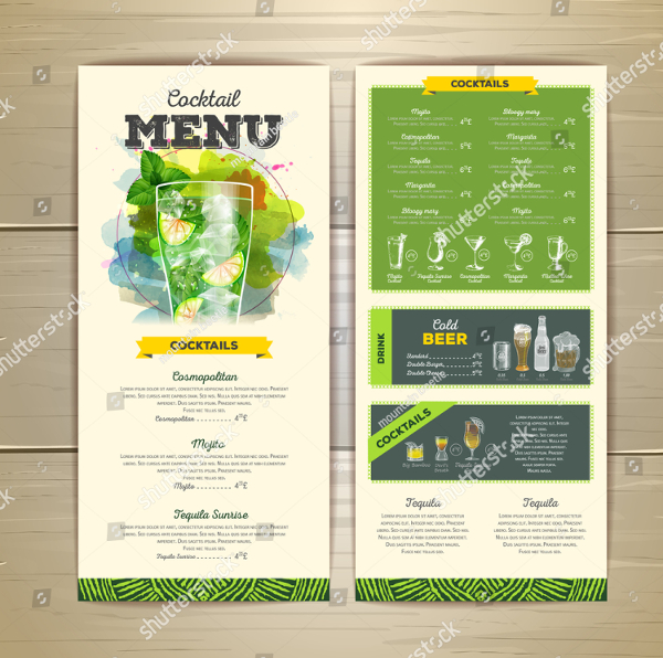 Watercolor Drink Menu Template