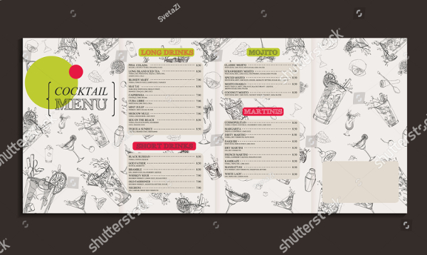 Hand Drawn Cocktail Menu Design Template