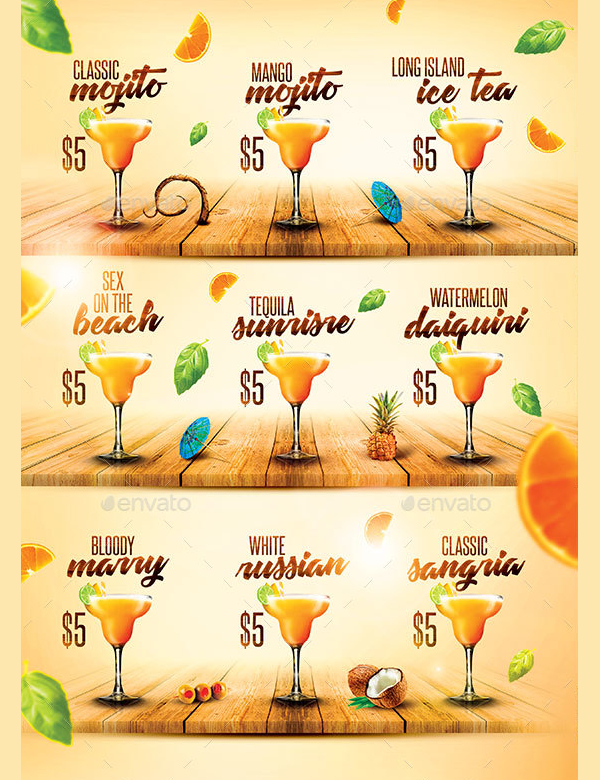Print Ready Cocktail Menu