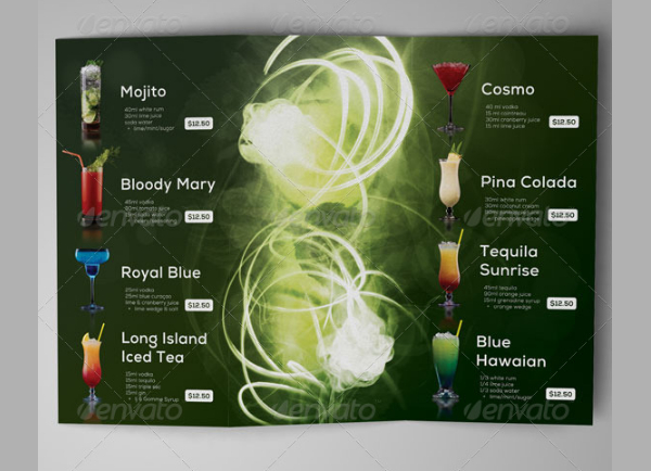 Fiery Cocktail Drinks Menu Template