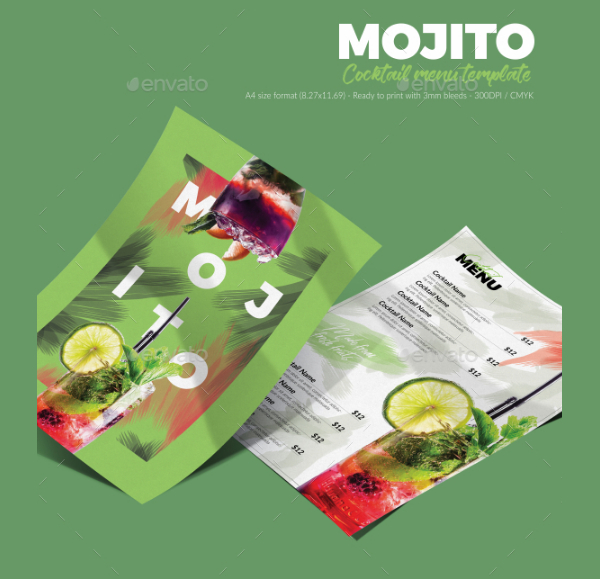 Mojito Cocktail Menu Template