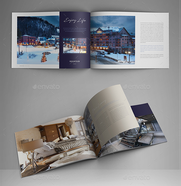 Ski Resort Hotel Landscape Brochure Template
