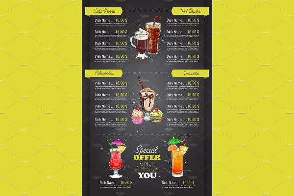 Vertical Color Cocktail Menu Template
