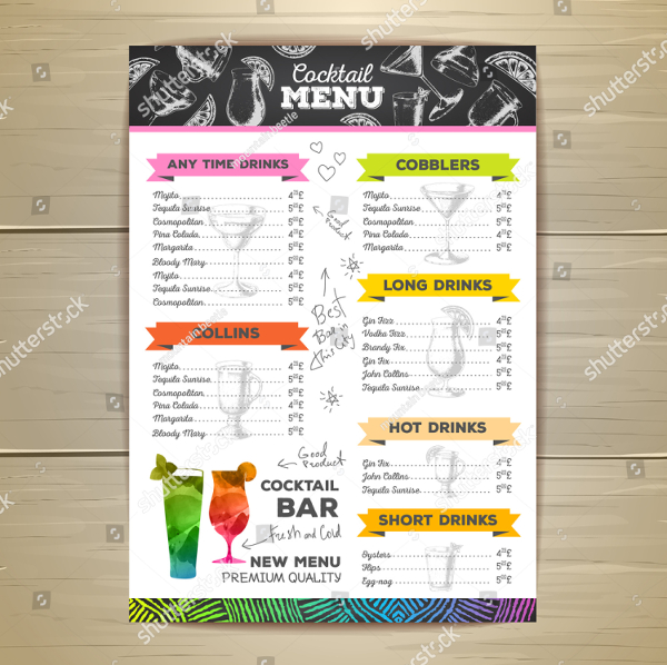 Vintage Cocktail Menu Template Design