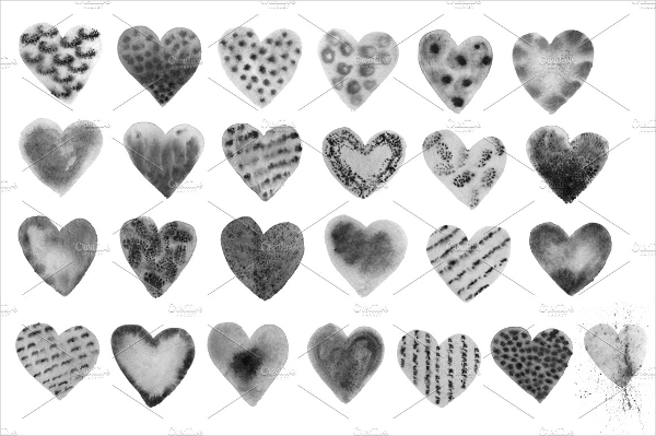 Watercolor Heart Photoshop Brushes