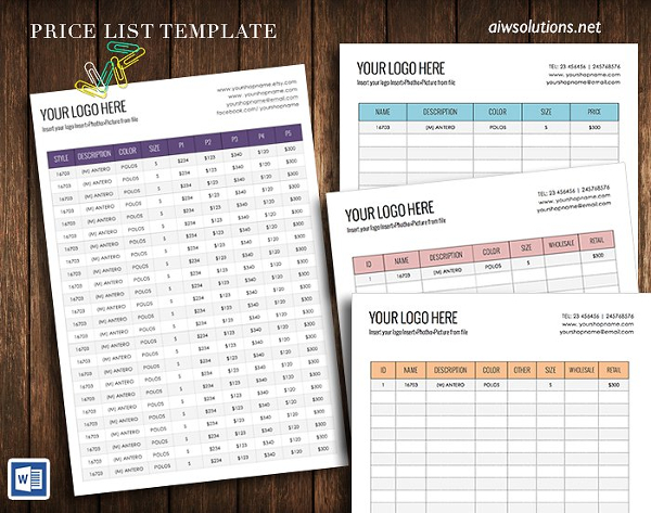 Abstract Price Table Templates