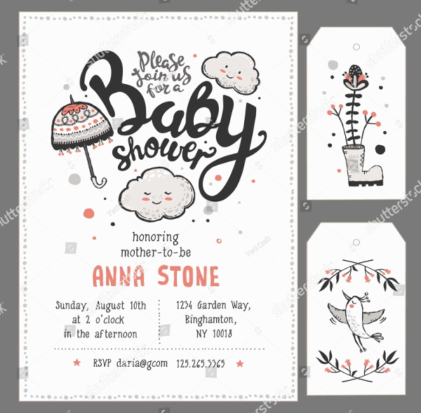 Baby Shower Invitation Template With Hand Lettering