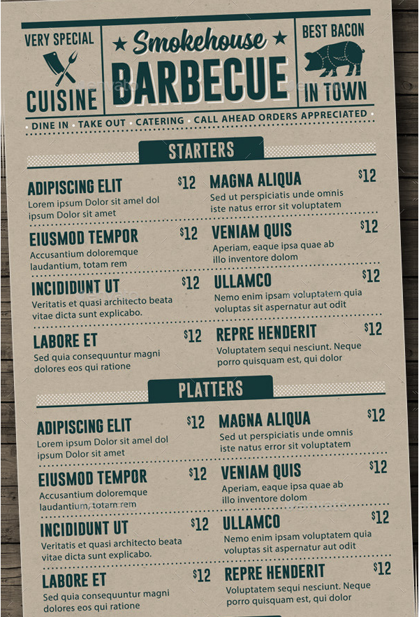 Unique Barbecue Menu Template