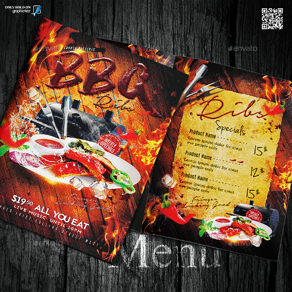 BBQ Ribs Menu Template Design