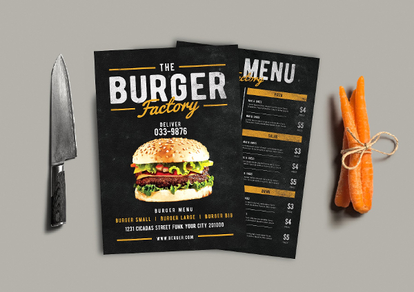 BBQ Burger Factory Menu Template
