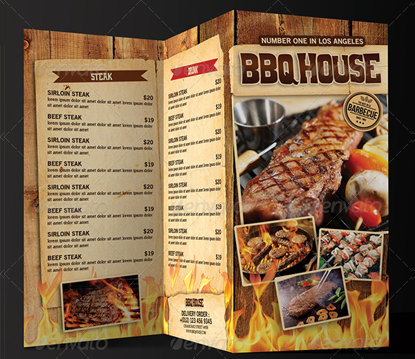 Attractive BBQ Steak Menu Template