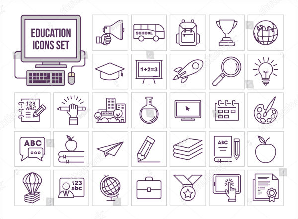 Attractive Education Design Icon Set