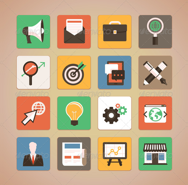 Trendy Icon Set For Internet Marketing