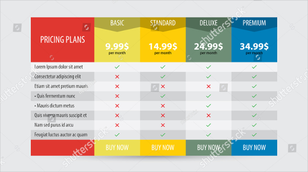 Simple Price Table Templates