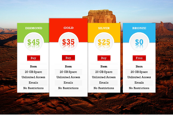 Pricing Table WordPress Templates