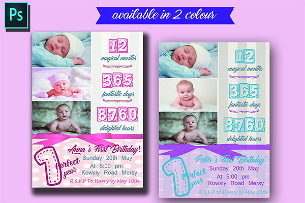 Baby Birthday invitation Card Design