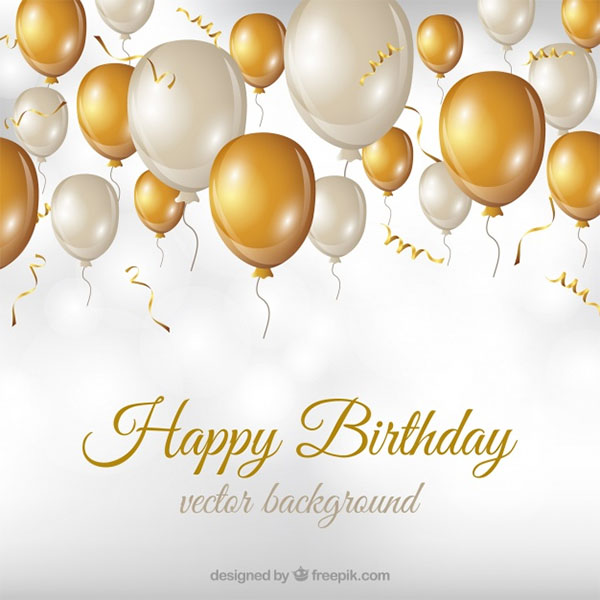 Birthday White and Golden Balloons Invitation