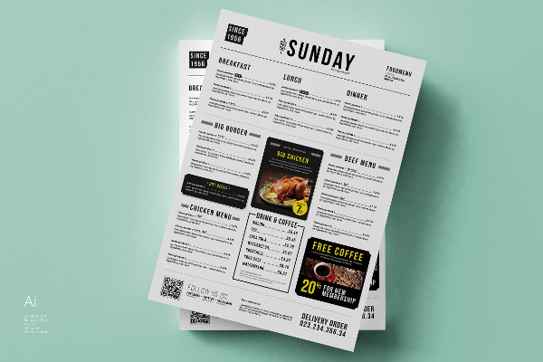 Clean Food Truck Menu Templates