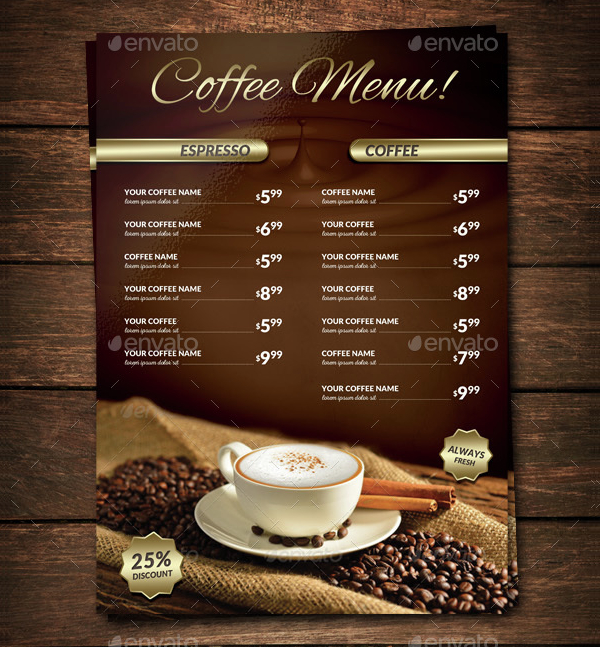 Coffee Shop Menu Template