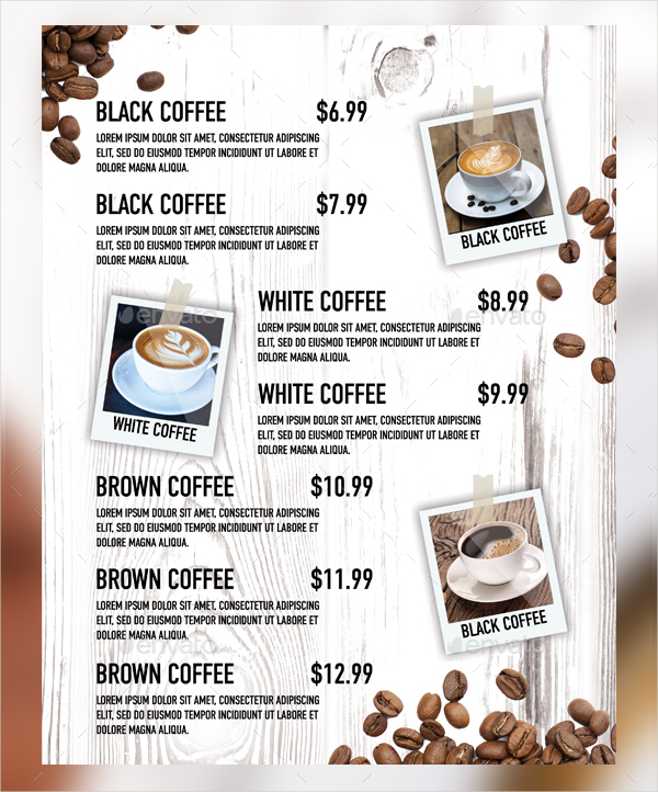 Black And White Coffee Menu Template