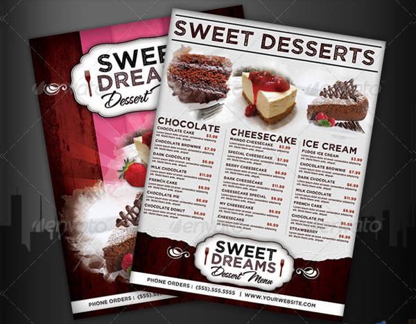 Dessert And Sweets Menu Flyer Templates