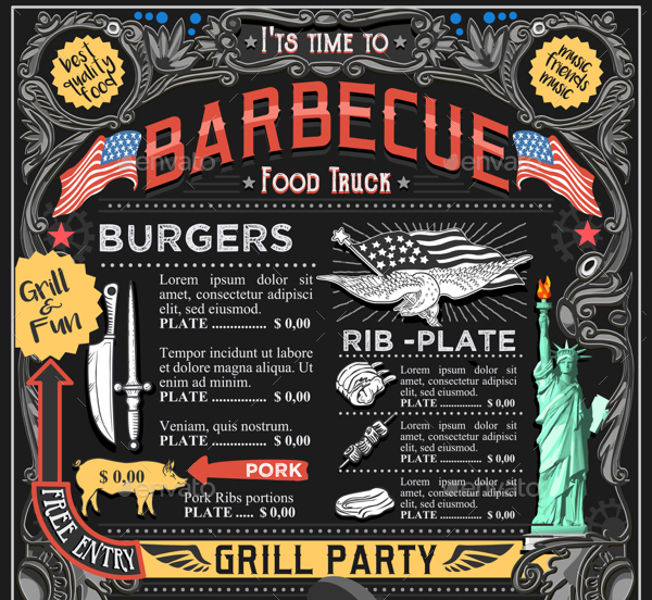 Food Truck Barbecue Menu Template